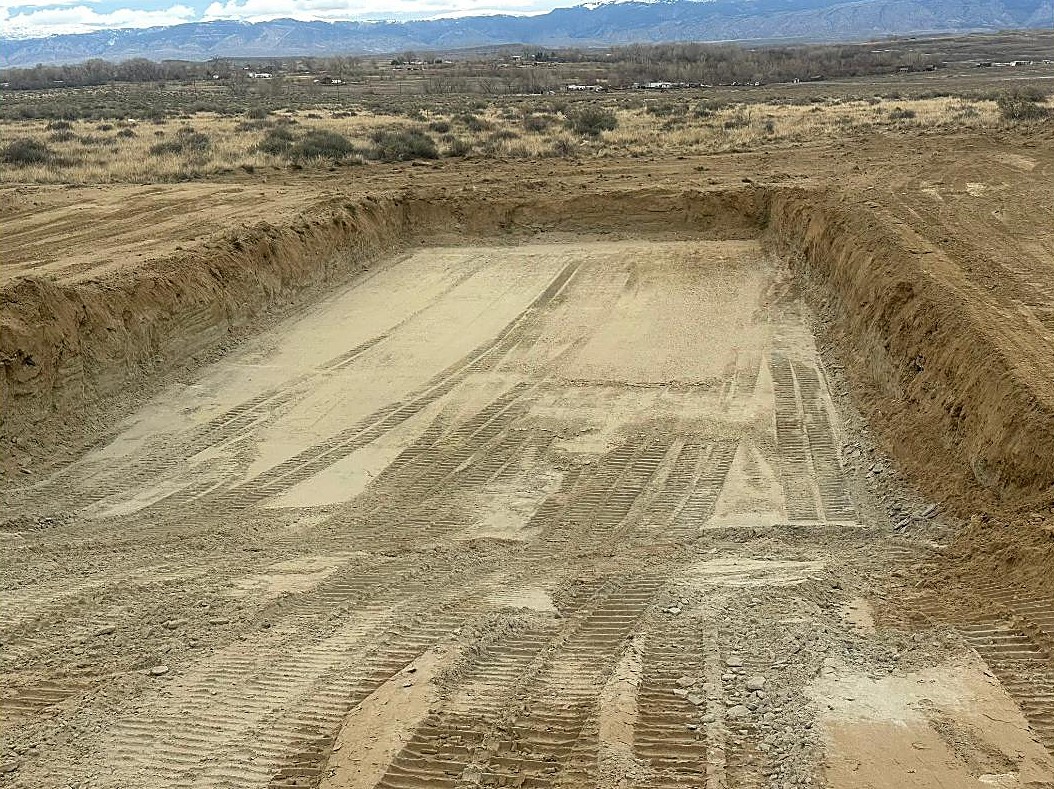 Large excavation dug by JH Excavation in the Big Horn Basin near Powell, Wyoming