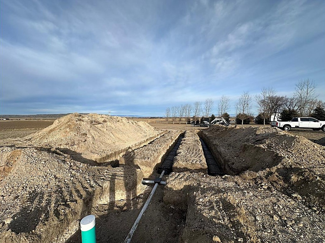 Waterline and utility trench excavated near Powell WY